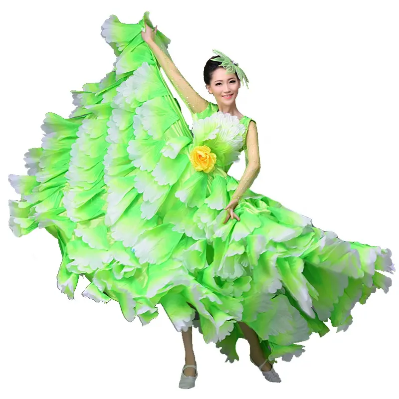 Flamenco Tari Kostum Rok Baru Wanita Menari Tarian Pembuka Ayunan Besar Kelopak Rok Kostum