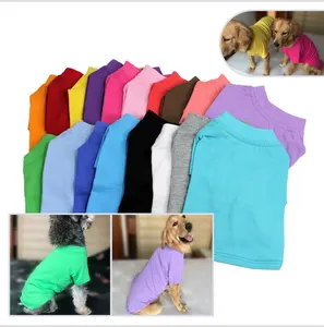 Cotton Solid 18 Colors Dog Pet T Shirt Clothes For Large Dogs