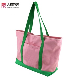 10 Oz Thời Trang Xử Lý Màu Hồng <span class=keywords><strong>Tote</strong></span> Bông Mang Túi Vải Với Túi Trước - Product Image 3