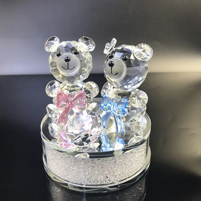 AKWG170 wholesale crystal wedding souvenirs crystal baby favors cute bear figurines souvenirs