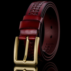 Vente <span class=keywords><strong>en</strong></span> gros de ceintures unisexes à boucle ardillon <span class=keywords><strong>en</strong></span> laiton massif de 3.8cm de largeur <span class=keywords><strong>en</strong></span> <span class=keywords><strong>cuir</strong></span> véritable tressé de haute qualité - Product Image 5