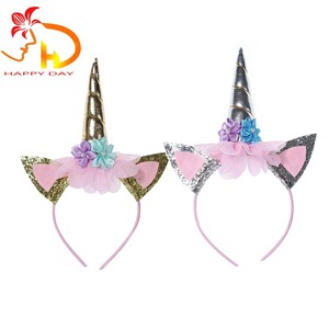 Offres Spéciales brillant licorne corne enfants fête d'anniversaire bandeau paillettes fleur coiffure <span class=keywords><strong>pour</strong></span> garçons et filles - Product Image 4