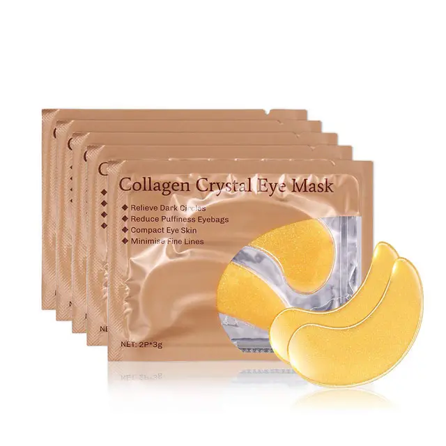 Private Label Hyaluron säure Blatt unter Kristall Gel Augenklappe 24K Gold Kollagen Augen maske