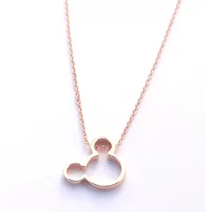 Inspire jewelry Mouse Ears Necklace Mickey Minnie Gold Silver plated for kids and children stainless steel charm pendant custom