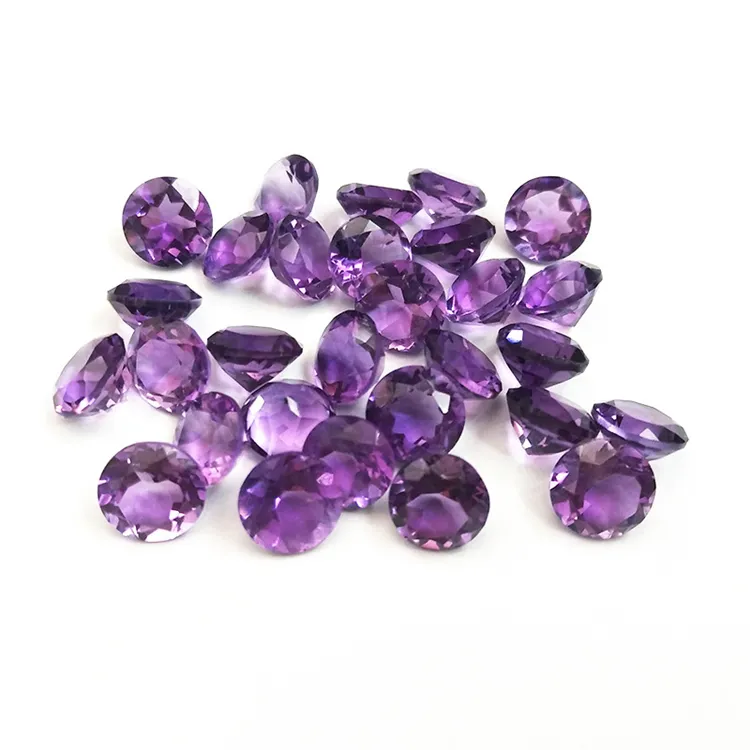 Cuentas de piedras preciosas, piedra púrpura de 7mm, cristal suelto de amatista Natural de corte redondo