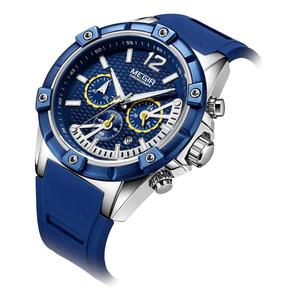 <span class=keywords><strong>Megir</strong></span> 2083-<span class=keywords><strong>Montre</strong></span>-bracelet à quartz pour <span class=keywords><strong>homme</strong></span> avec boîtier en alliage bleu, stylée, tendance, avec bracelet en silicone, <span class=keywords><strong>prix</strong></span> d'usine - Product Image 2
