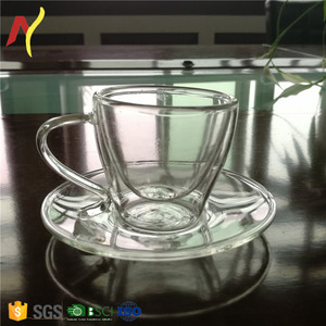 70 ml vaso <span class=keywords><strong>de</strong></span> vidrio <span class=keywords><strong>de</strong></span> doble pared taza y platillo - Product Image 5