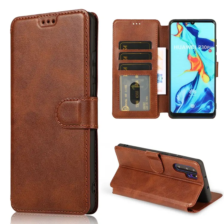 For huawei p 30 pro mate 20 pro flip wallet cell phone case pu leather card holder classic phone cover BIA191