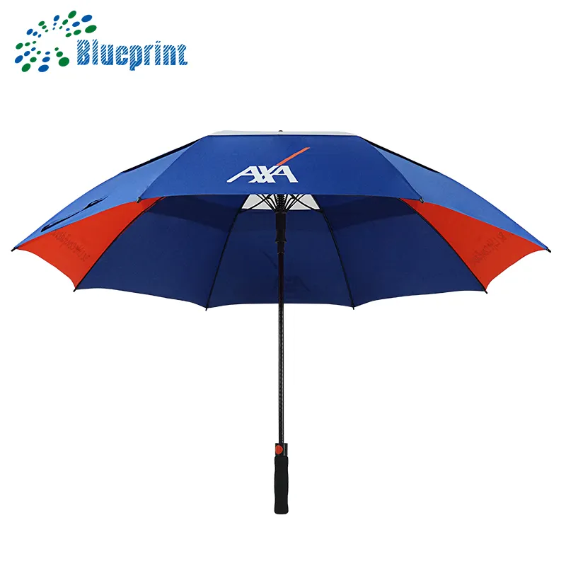Customized Designs Fiberglass Frame Double Canopy Windproof Golf Umbrella