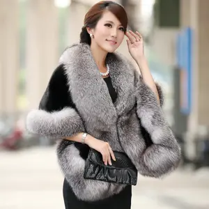 2018 Winter Mode Frauen Schal Faux Fuchs Pelz Mantel Weiß Schwarz Nerz Pelzmantel Cape Schal Evenving