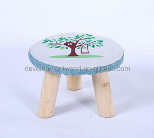 Children <strong>mushroom</strong> round shaped solid development wood wooden foot <strong>stool</strong> ottoman living room furniture removable cover 4 - Product Image 1
