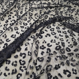 Tissu Tulle scintillant en maille, couleur noir Sexy, à la mode, motif léopard, pour robe de soirée, nouvelle collection - Product Image 3