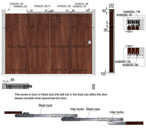 Nội Thất <span class=keywords><strong>Closet</strong></span> Door Thiết Kế Đồ Họa Khách Sạn Cửa Gỗ Trượt Bằng Gỗ Rắn Với Nhôm Theo Dõi Cửa Trượt - Product Image 3