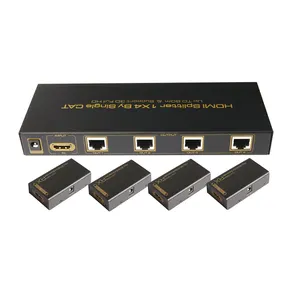 Wholesale Hd Video Small Rx Tx Transmitter And Receiver Repeater Rj45 Over Cat-5e/6 Hdmi Extender splitter 1x4