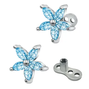 Elegant big flower dermal anchor titanium microdermal piercing