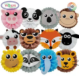 F290 12 Stuks Dier Tissuepapier Pom Pom Craft Kit Decoratie Dier Pom Pon