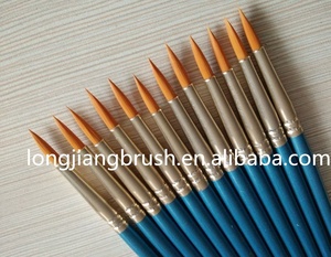 LONGJIANG Set di 12 <span class=keywords><strong>Pennelli</strong></span> Rotondi <span class=keywords><strong>Sintetici</strong></span> <span class=keywords><strong>per</strong></span> <span class=keywords><strong>Acquerello</strong></span> e Acrilico con Manico in Legno e Ghiera in Alluminio, Setole in Nylon - Product Image 2
