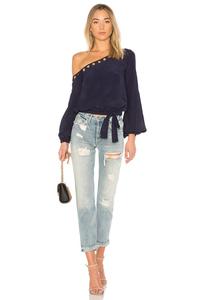 <span class=keywords><strong>Camicetta</strong></span> da donna personalizzata in velluto a maniche lunghe <span class=keywords><strong>monospalla</strong></span> con foro, produzione di abbigliamento femminile - Product Image 5