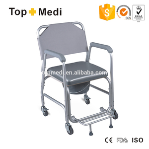 Soins Médicaux <span class=keywords><strong>à</strong></span> domicile En Aluminium Léger <span class=keywords><strong>Chaise</strong></span> D'aisance avec quatre Roulettes - Product Image 1