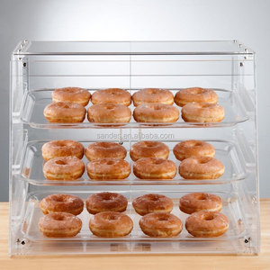 High Quality 3 Tray Acrylic Bakery Display Case Lucite Bread Storage Case