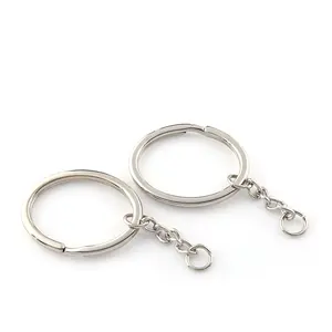 Großhandel runde Form Nickel Farbe Metall Eisen Schlüssel ring mit Schlüssel anhänger