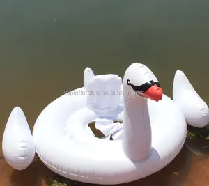 Schwimmender Sitz des weißen Schwans mit Schritt design Lounge Float Water Toys Pool Schwimm floß stuhl
