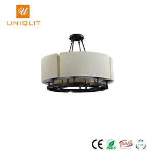 Hotel nuevo diseño E14 Material de hierro redondo pendiente de la tela Luz - Product Image 1