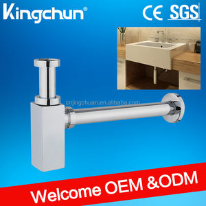 Siphon en métal chromé avec bonde clic-clac pour lavabo vasque - Product Image 1