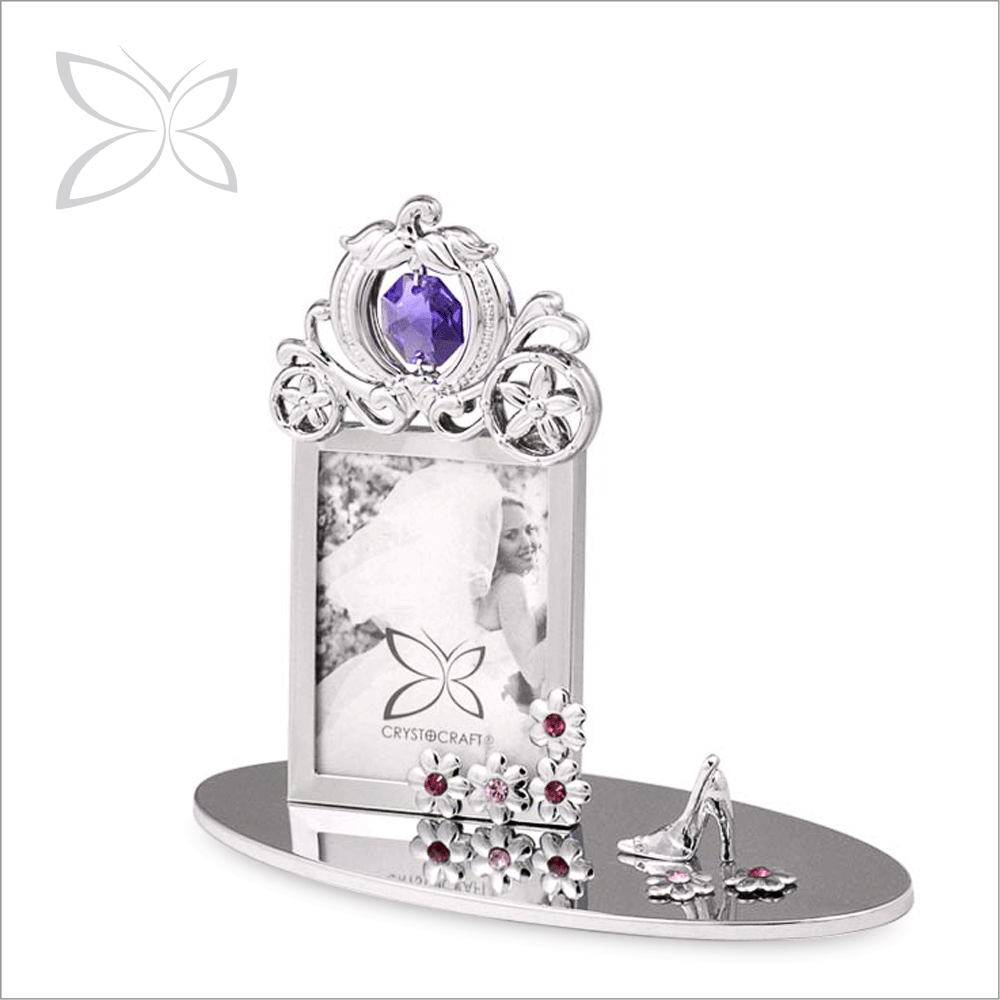 Crystocraft необычная хромированная Свадебная каретка, украшенная кристаллами бриллиантовой резки, металлическая мини фоторамка