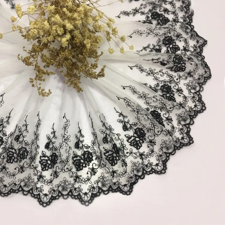 Fashion Black And White Fabric Wedding Dress Match Lace Trim Wholesale
