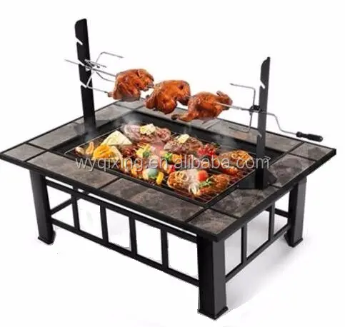 QXFP-004a Hot Koop Outdoor Vierkante Tuin Staal Houtskool Vuurkorf Bbq Grill