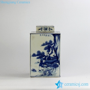 RYUK15-B dinastia Qing Kangxi Emperor era riproduzione vernice a mano antica agricoltura cinese modello di vita quadrato in ceramica blu <span class=keywords><strong>e</strong></span> wh - Product Image 4