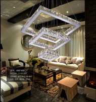 Lustre led suspendu composé d'anneaux carrés, design moderne, luminaire décoratif d'intérieur, idéal pour un salon