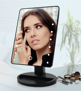 <span class=keywords><strong>Miroir</strong></span> cosmétique personnalisé avec logo, capteur tactile LED, interrupteur à intensité variable, matériau ABS, grossissement 10X/1X, réglage de la luminosité, pliable - Product Image 1