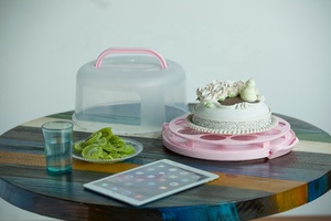 Moules à gâteaux avec porte-gâteau Boîte à gâteaux ronde en plastique à emporter avec plateau à cupcakes - Product Image 3