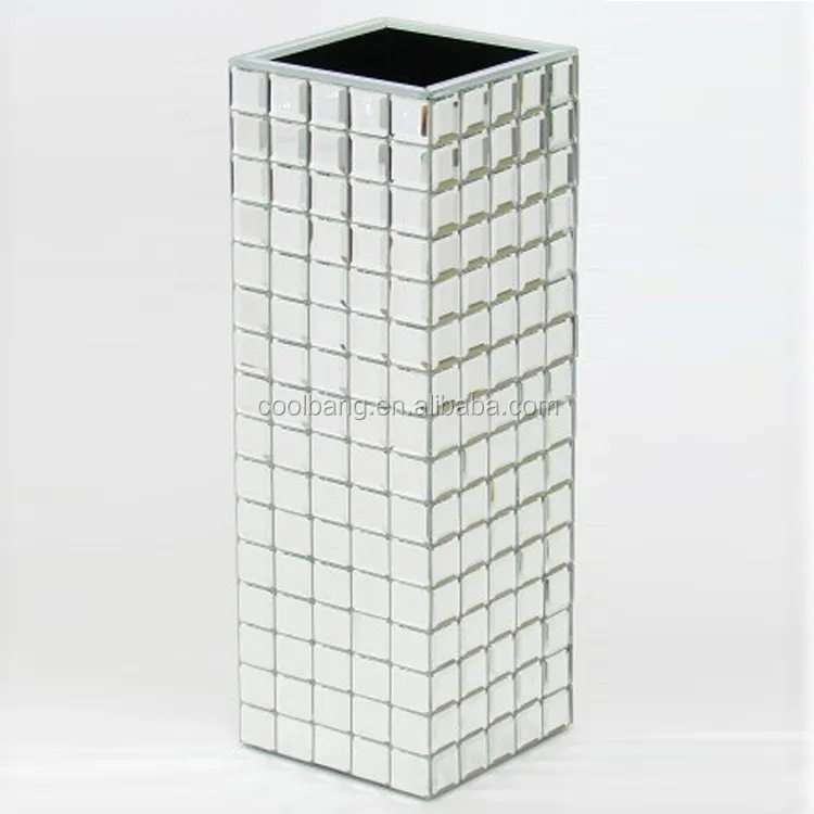 Top qualität günstige silber hoch blume spiegel mosaik vase für verkauf