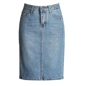 A-line Shape High Waist Tight Mini Women Color Denim Skirt