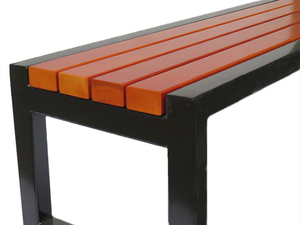 <span class=keywords><strong>Banc</strong></span> long d'extérieur en bois composite WPC récupéré, <span class=keywords><strong>3</strong></span> <span class=keywords><strong>places</strong></span>, lattes en plastique imitation bois, fer forgé, cour - Product Image 3