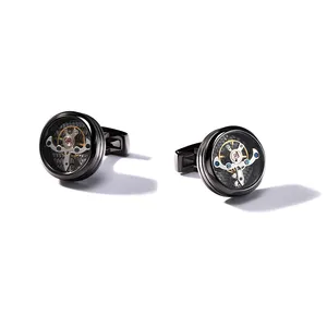 High quality Movement Tourbillon Cufflinks Mechanical Watch Steampunk Gear Cuff links