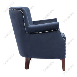 Chambre meubles <span class=keywords><strong>bouleau</strong></span> jambe bleu velours acier inclinable chaise d'appoint - Product Image 4