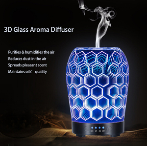 Hidly Charmant 3D Verre 100 ml Ultrasonique Brume Fraîche Arôme Diffuseur avec Changement De Couleur LED Lumières Populaire en Inde, ÉTATS-UNIS