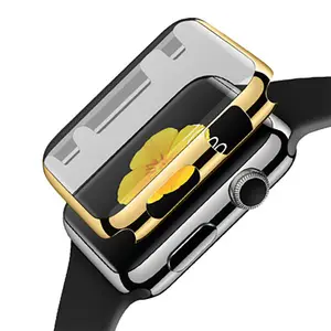 Capa brilhante de relógio para apple, capa de galvanização metálica brilhante para apple watch, estojo de luxo em ouro rosado