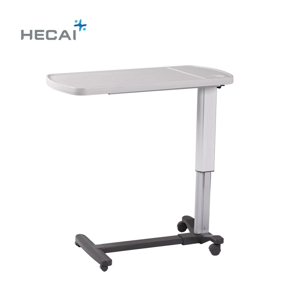 LS-MT05 hospital plastic adjustable over bed table with wheels