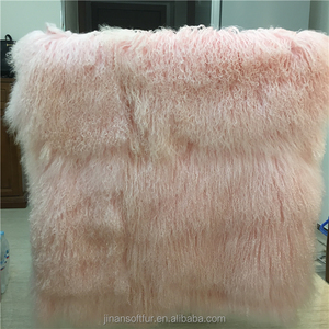 Piel de Cordero Mongol de Lana Larga Natural al por Mayor en Varios Colores Rosa Pálido - Product Image 3