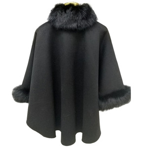 Nuovi Poncho Invernali da Donna in Lana con Bordo in Pelliccia di Volpe, Mantella in Vera Pelliccia, Scialle in Pelliccia - Product Image 4