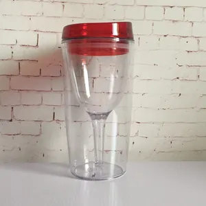 Bán sỉ acrylic stemless thống rượu vang-Rượu Vang đỏ Glass Cup Với Nắp, Đôi Tường Acrylic Stemless Thống Thép Với Nắp Cho Rượu Vang Đỏ, Rượu Vang Kính đối với Đảng