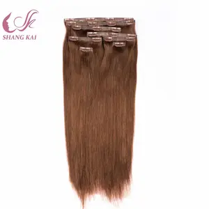 Wholesale 100% real natural virgin best Seamless 100% Brazilian Hair Remy Clip In Hair Extension