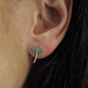 Brincos de verão, joias esmeralda palmeira prata 18k ouro design para meninas - Product Image 4