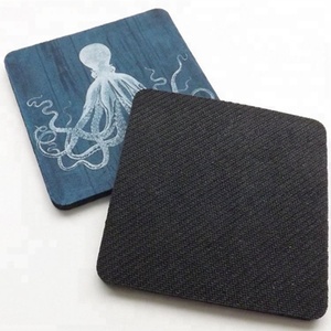 Manufacturer Beach Scenery Heat Transfer Korean Style Logo Cheap Custom Neoprene Cup Coaster