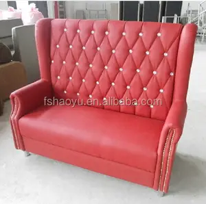 Muebles para Restaurante Mexicano, Asientos de Cuero Sintético Rojo Tipo Cabina, Sofá Doble para Restaurante - Product Image 1